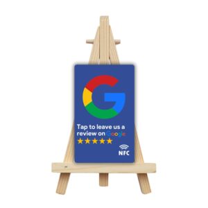 tinydabba Review NFC Card Blue With Stand| Along with QR Code | Boost Business Reviews with Tap or Scan | Pre-Configured PVC Card | Works with any NFC-Enabled Smartphone | With Dashboard