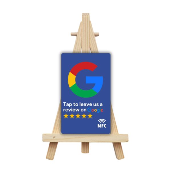 tinydabba Review NFC Card Blue With Stand| Along with QR Code | Boost Business Reviews with Tap or Scan | Pre-Configured PVC Card | Works with any NFC-Enabled Smartphone | With Dashboard