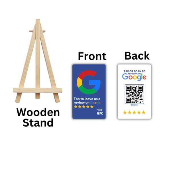 tinydabba Review NFC Card Blue With Stand| Along with QR Code | Boost Business Reviews with Tap or Scan | Pre-Configured PVC Card | Works with any NFC-Enabled Smartphone | With Dashboard - Image 2